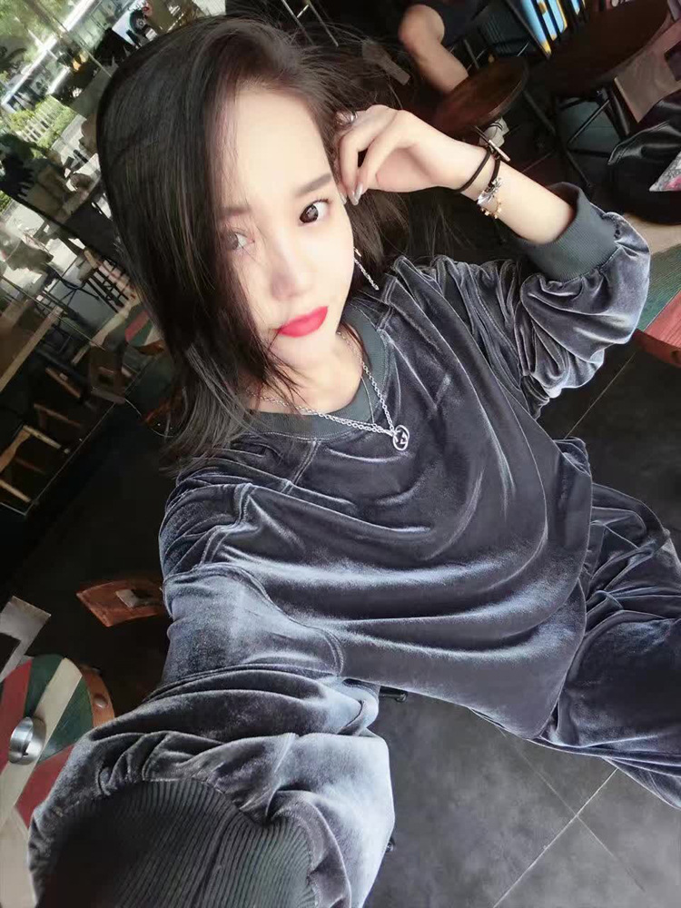 Women's Sets Velvet Batwing Sleeve Woman Tops With Wide Leg Pants Two Piece Set Plus Size Women Clothes Autumn 210513