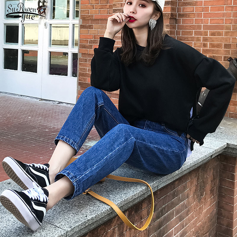 Plus Size Jeans Woman Casual High Waist Cotton Autumn Harem Women Denim Trousers with White Black Blue Beige 10388 210510