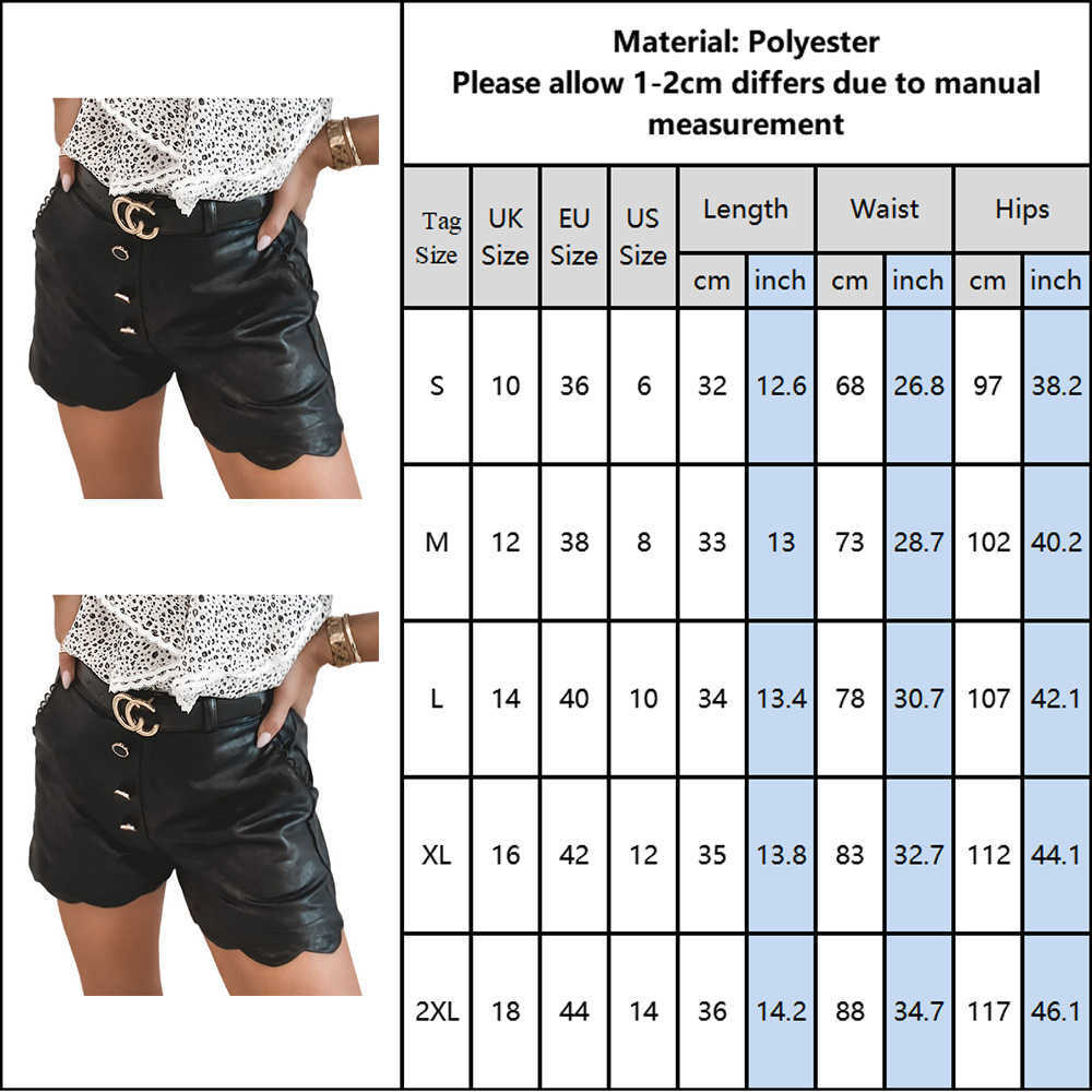 High Waist Leather Shorts Women Sashes Wide Leg Button Faux Bottoms Street Pocket Elastic Bud D30 210714