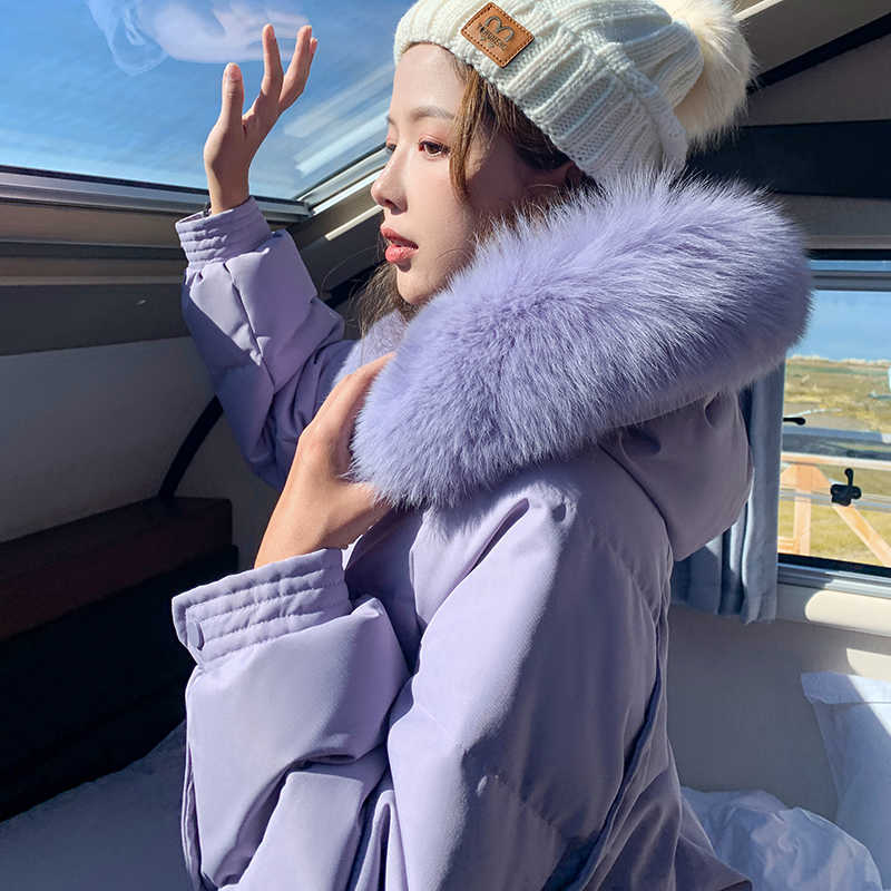 style long winter jacket women warm hooded down cotton parka coat Korean casual loose coats 211011