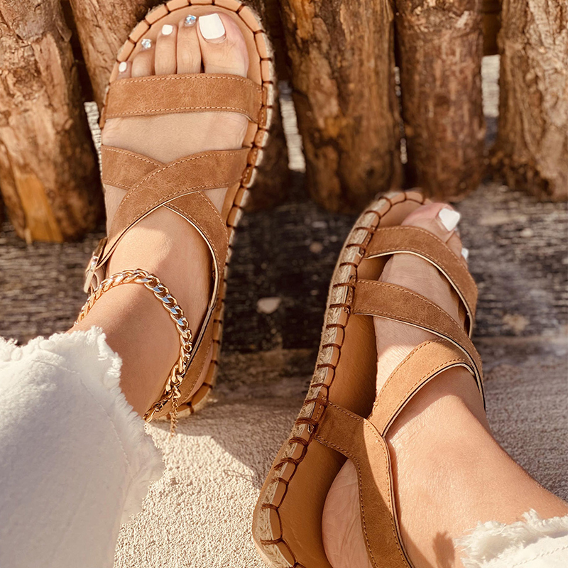Women Cross Tied Buckle Open Toe Sandals Female Summer Beach Leisure Shoes Ladies Fashion Outside Footwear Plus Size 220222