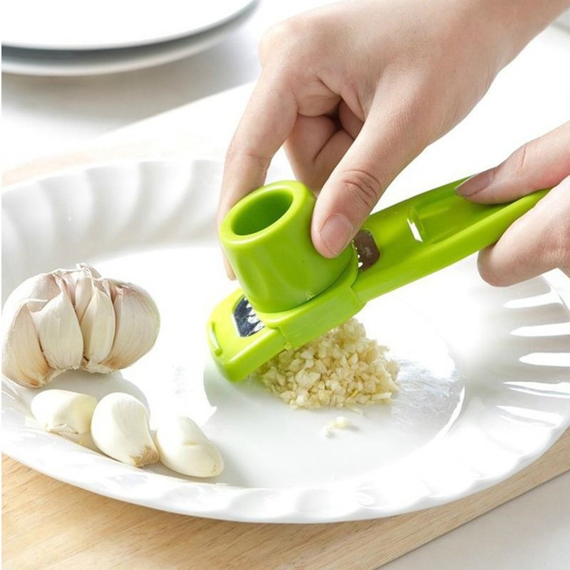 2 Colors Stainless Steel PP Garlic Crusher Presses Ginger Cutter Plastic Grinding Tool Kitchen Ginger Grater Grinder Tools