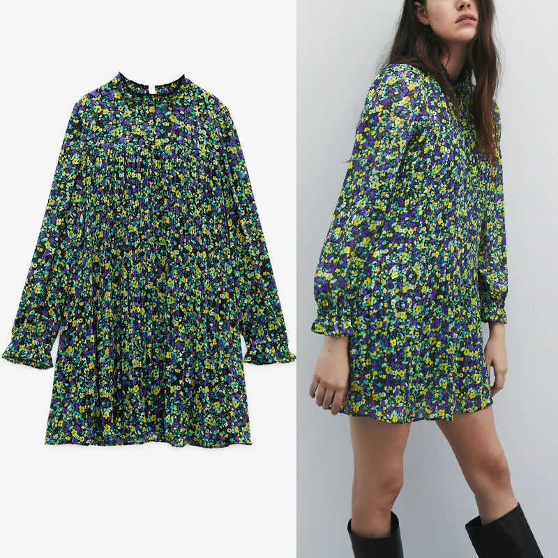 ZA Vintage Floral Print Short Dress Women High Collar Long Puff Sleeve Party Dresses Metallic Thread Ruffle Pleated Vestido 210602, Green
ZA Vintage Floral Print Short Dress Women High Collar Long Puff Sleeve Party Dresses Metallic Thread Ruffle Pleated Vestido 210602, Green