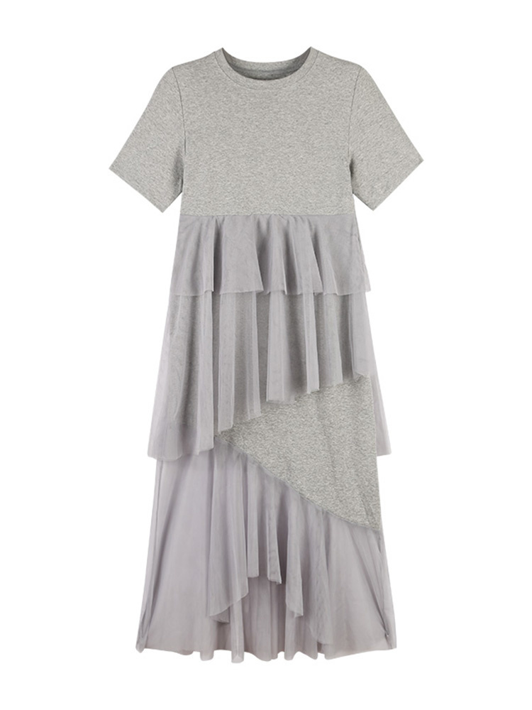 Women Dress Mesh Patchwork Irregular Black Gray Summer Dresses Plus Size Asymmetry Long Fashion 210524
Women Dress Mesh Patchwork Irregular Black Gray Summer Dresses Plus Size Asymmetry Long Fashion 210524