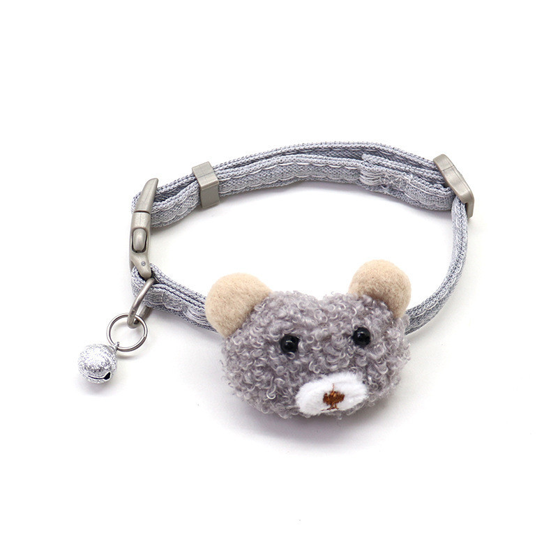 Fashion Cat Collar Cute Cartoon Bear Pet Collar with Bell for Puppy Kitten Elegant Bow Tie Adjustable Cat Dog Accessories