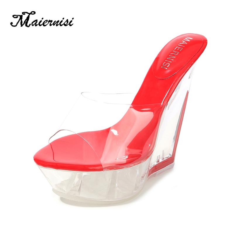 Slippers MAIERNISI Outside Slides Transparent Wedge Nightclub Slipper Sexy High-heeled 14cm Shoes Waterproof Sandal Summer, Black
Slippers MAIERNISI Outside Slides Transparent Wedge Nightclub Slipper Sexy High-heeled 14cm Shoes Waterproof Sandal Summer, Black