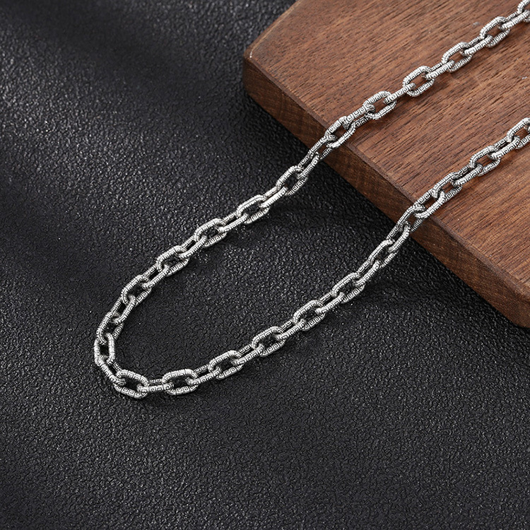 925 sterling silver ball textured link chain men's necklaces American European Hip-hop handmade designer punk gothic antique luxury jewelry acces