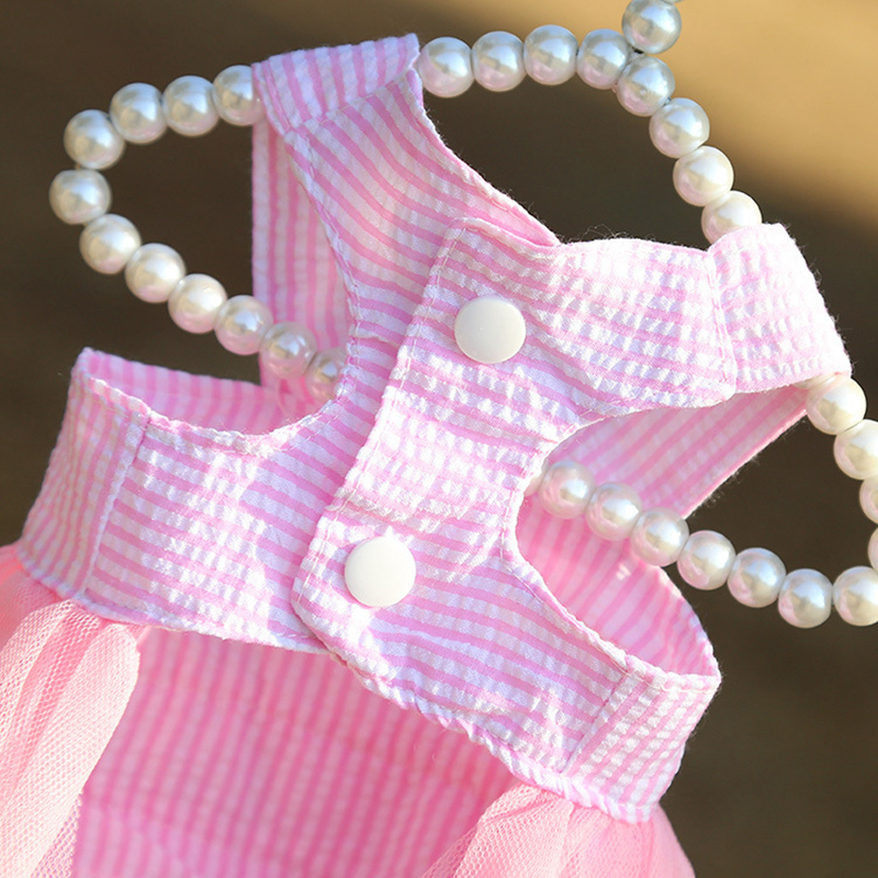 Pet Striped Suspender Skirt Dog Apparel Doggy Clothe Princess Dresses Wedding Skirts Lovely Bow Dogs Clothes for Cats Puppy Small Dogg Pets Supplies S