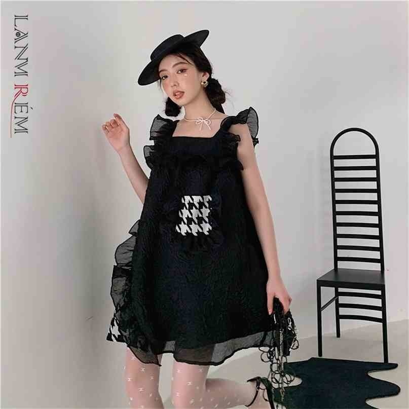 Summer Dress Square Collar Sleeveless Suspender Plaid Patchwork Dresses Temperament Fit Fashion 2H181 210526, Black
Summer Dress Square Collar Sleeveless Suspender Plaid Patchwork Dresses Temperament Fit Fashion 2H181 210526, Black