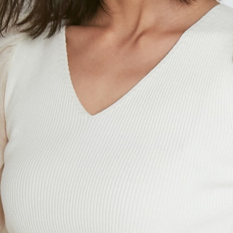 Sweet Sexy V-neck Puff Sleeve All Match Pullovers Chic Mesh Knit Patchwork Sweaters Japan Style Elegant Slim Women Tops 210524