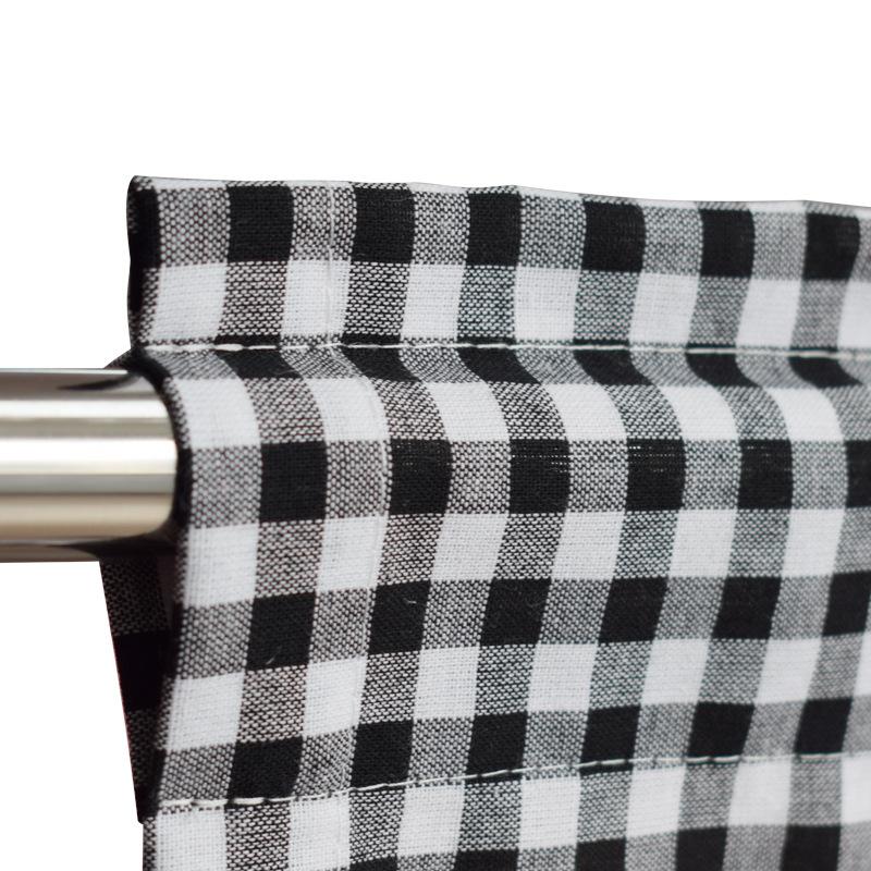 Curtain & Drapes Tulle Sheer Cotton Linen Grid Short Roman Window For Home Living Room Decoration Voile In The Kitchen Cafe Plaid