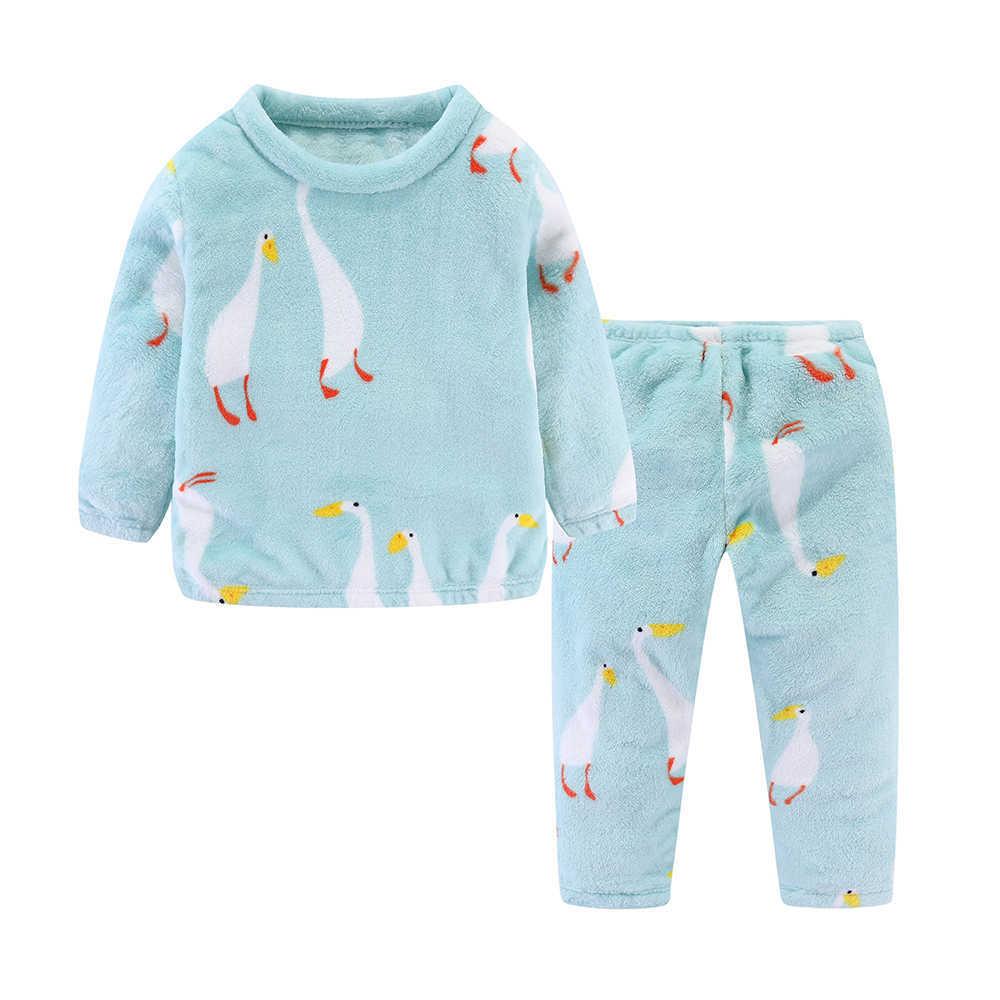 Mudkingdom Little Boys Girls Winter Pajama Sets Dinosaurs Pajamas Coral Velvet Thermal Sleepwear Kids Clothes 210615