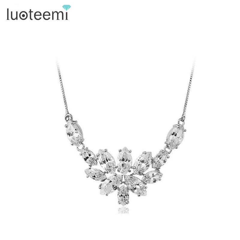 Pendant Necklaces LUOTEEMI Blossoming Of Love Marquise-cut CZ Necklace For Women Fashion Luxury Cubic Zirconia Bridal Jewelry
Pendant Necklaces LUOTEEMI Blossoming Of Love Marquise-cut CZ Necklace For Women Fashion Luxury Cubic Zirconia Bridal Jewelry