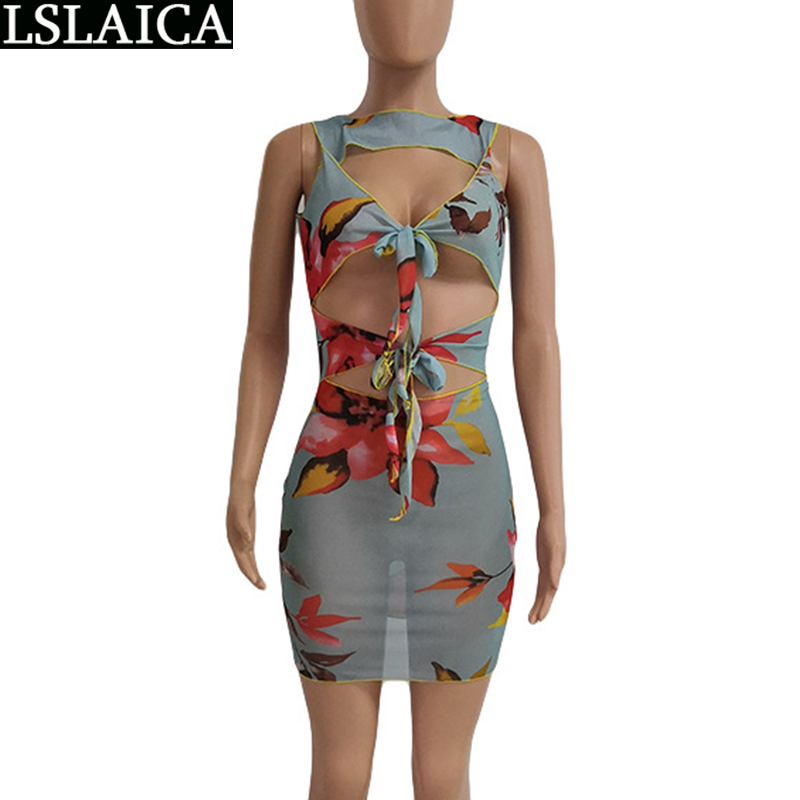 Sexy Dress Products Hollow Out Arrival Sleeveless Lace Up Strappy Women Skinny Casual Night Club Vestidos Cortos 210515