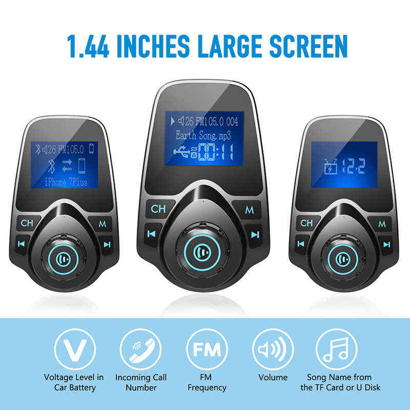 Display T11 Bluetooth LCD Hands-free Car Auto Kit USB Charger FM Transmitter Wireless Modulator TF Card Audio Music Player With Package