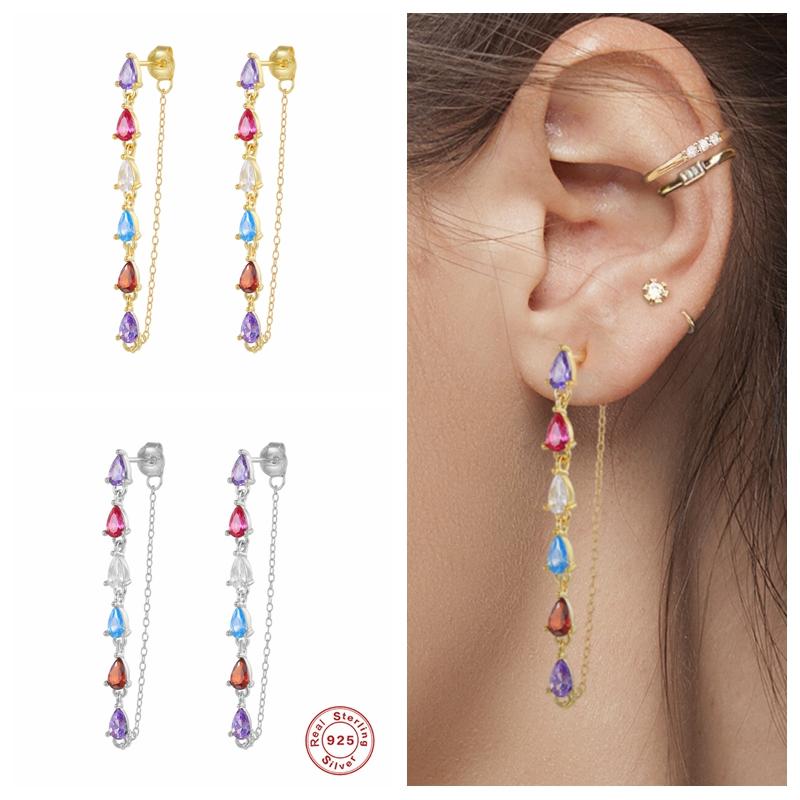 Dangle & Chandelier GS 925 Sterling Silver Gold Colorful Oval Zircon CZ Chain Earrings Jewels Long Line Crystal Piercing Ohrringe Pendiente
Dangle & Chandelier GS 925 Sterling Silver Gold Colorful Oval Zircon CZ Chain Earrings Jewels Long Line Crystal Piercing Ohrringe Pendiente