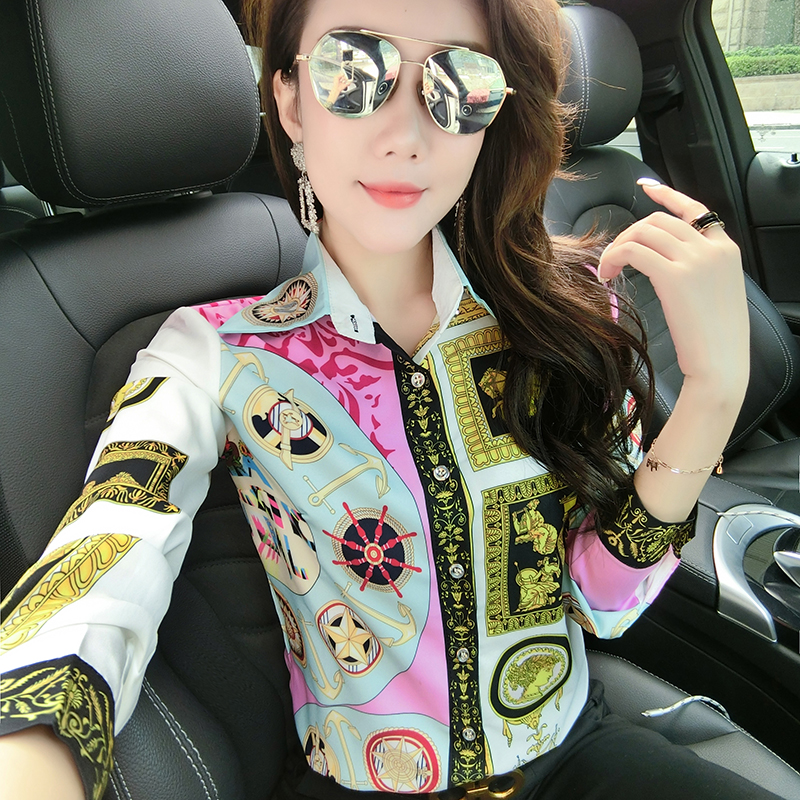 Luxury Women's Baroque Print Shirts Plus Size 2021 Fashion Long Sleeve Lapel Neck Runway Ladies Vintage Button Blouse Slim Classic Casual Office Designer Shirt Tops, Customize
Luxury Women's Baroque Print Shirts Plus Size 2021 Fashion Long Sleeve Lapel Neck Runway Ladies Vintage Button Blouse Slim Classic Casual Office Designer Shirt Tops, Customize