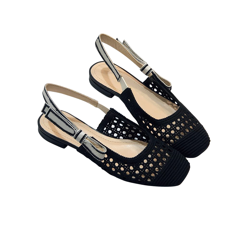 7cm Summer high-heeled sandals Slingback hollow mesh breathable Pink Patent Leather comfortable anti-skid design