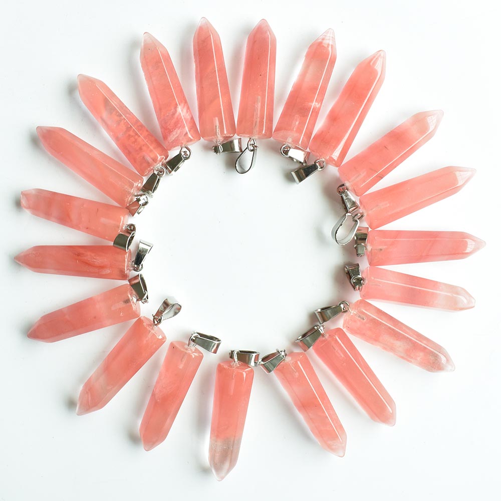 Natural Stone Hexagon Prism Charms opal Rose Quartz Tiger's Eye turquoise stone Pendants Crystal Pendants Clear Gem Stone fit necklace making ass