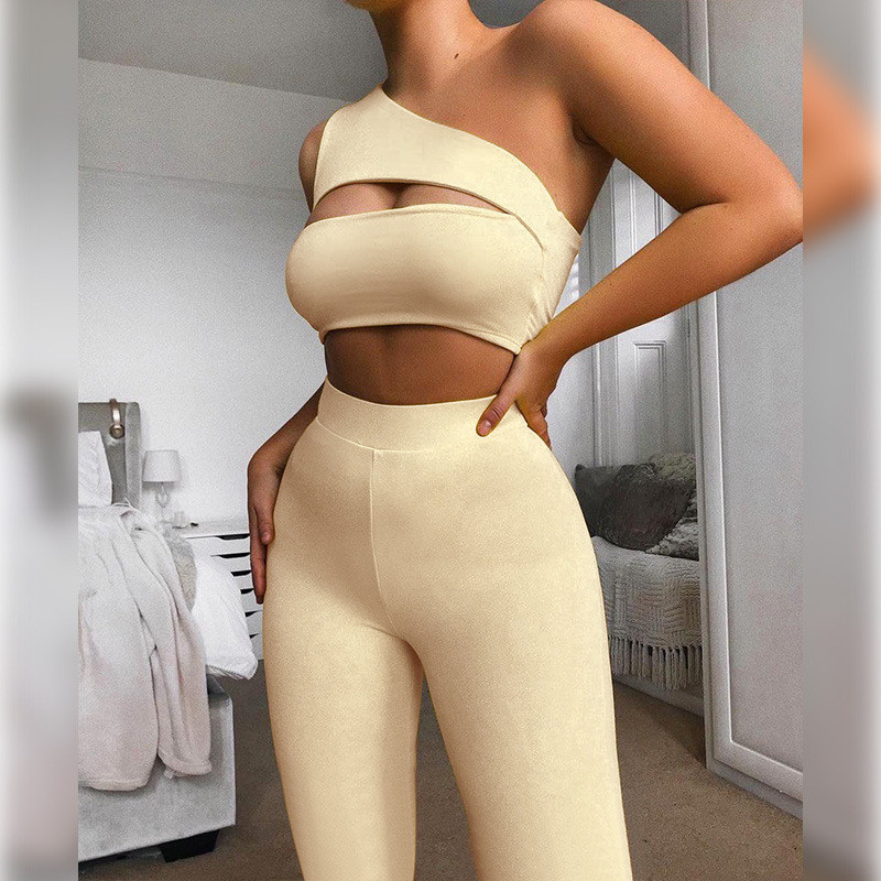 One Shoulder Hollow Out Women Tracksuits Bra Padded Tank Tops +Leggings 2 Piece Set Sporty Skinny Active Wear Female Outfit, Black
One Shoulder Hollow Out Women Tracksuits Bra Padded Tank Tops +Leggings 2 Piece Set Sporty Skinny Active Wear Female Outfit, Black