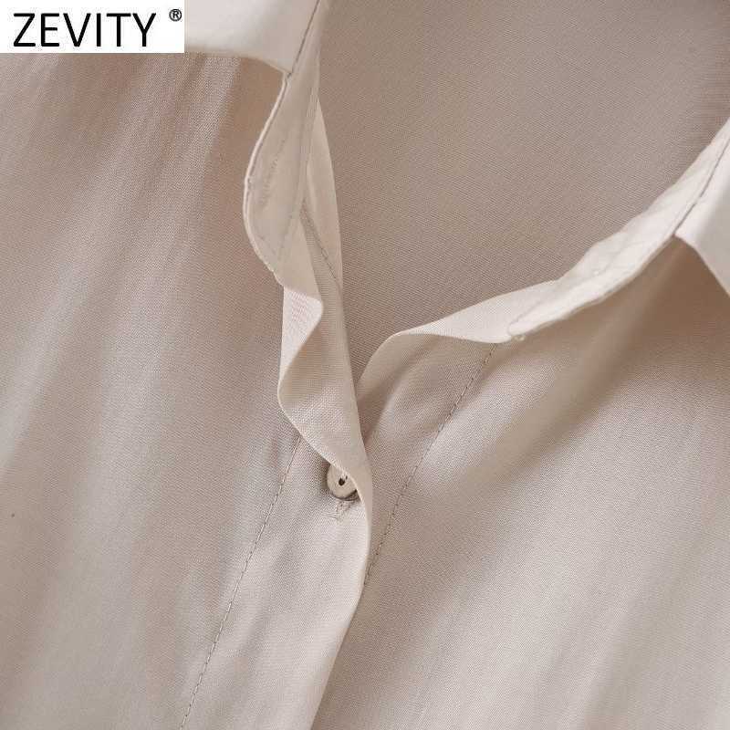 Zevity Women Simply Short Sleeve Solid Pocket Smock Blouse Office Ladies Casual Breasted Business Shirts Chic Blusas Tops LS9330 210603
