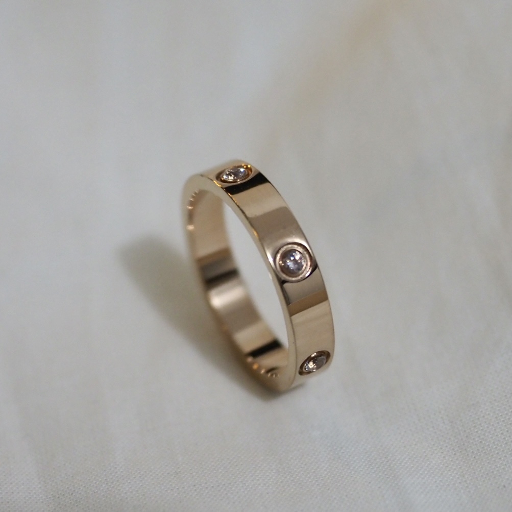 2021 Titanium Diamond Gold Ring for Lovers Couple Fashion Jewelry Size 5-11
