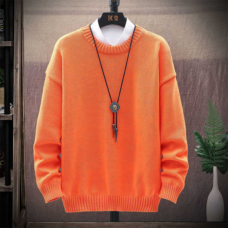 Mens Casual Streetwear Harajuku Sweater Vintage Retro Knitted Sweater Autumn Cotton Pullover man 211008
