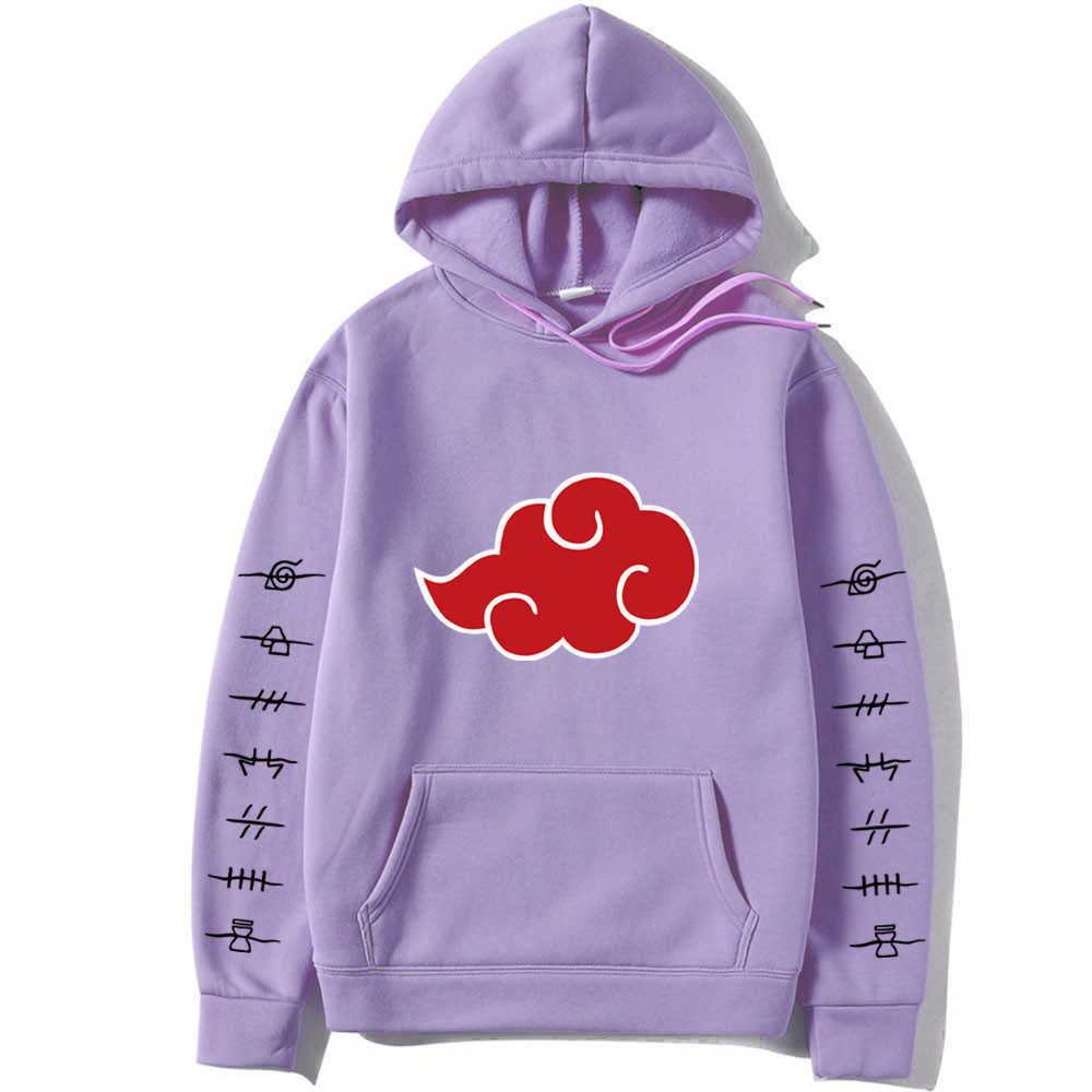 Japan Anime Akatsuki Cloud Symbols Print Mens Hoodies Pullover Fashion Casual Oversize Hooded Sweatshirt Tops Unisex Clothing H0910