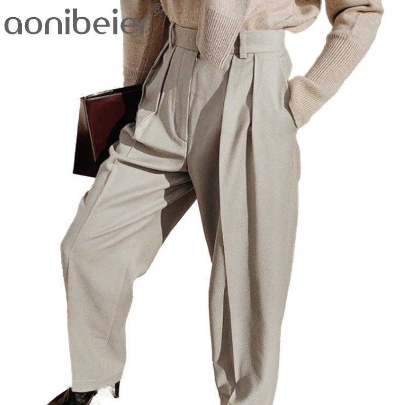 Spring Elegant Trousers Ladies Office High Waist Pants Pleated Casual Loose Women Ankle-Length Female OL Khaki 210604, Champagne
Spring Elegant Trousers Ladies Office High Waist Pants Pleated Casual Loose Women Ankle-Length Female OL Khaki 210604, Champagne