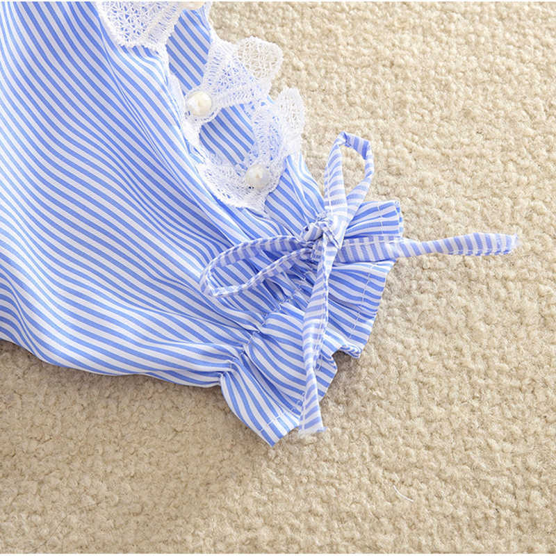 Summer Women Dress Office Ladies Dress Shirt Elegant Blue Stripped Turn Down Collar Mini Dress Short Sleeve HH66 210630