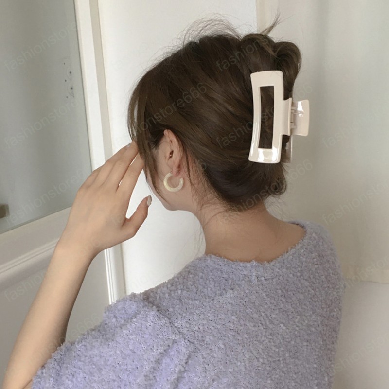 Large Hair Claws Clamps Elegant Acrylic Hairpins Barrettes Geometric Square Bath Clip For Women Girls Hair Accessories