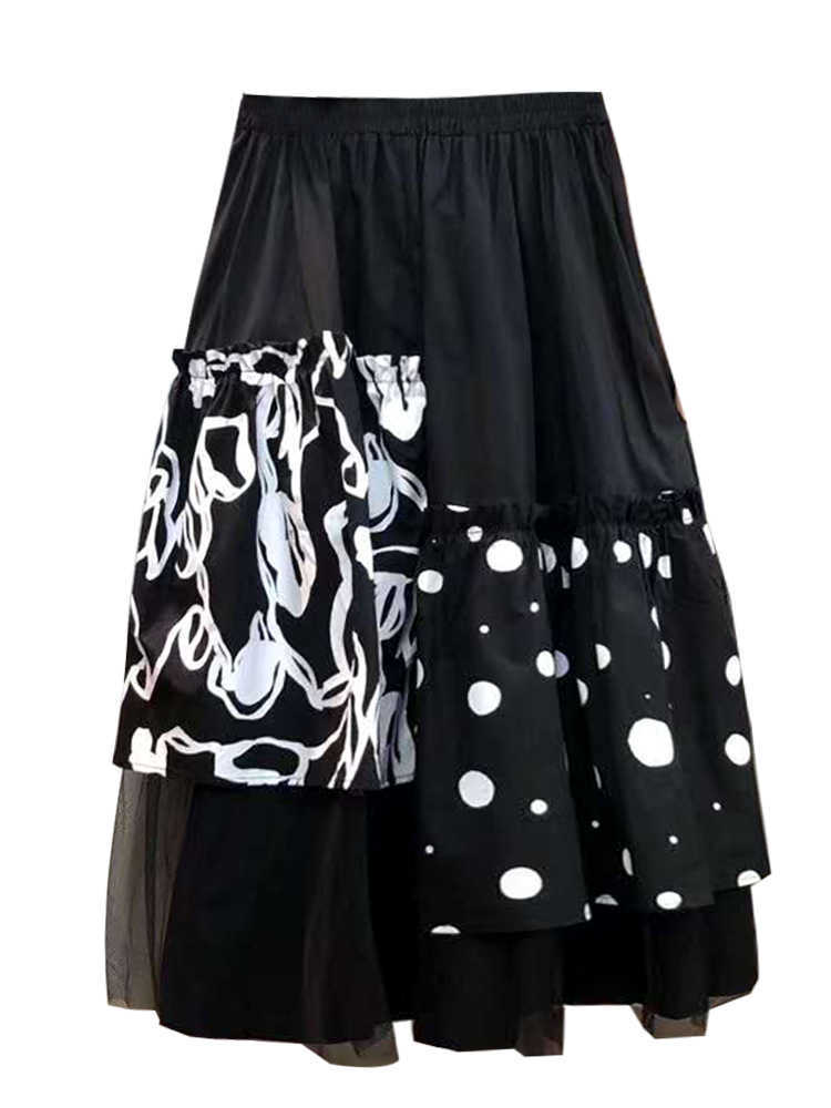VANOVICH Irregular Summer Printing Stitching Mesh High Waist Wild Casual Skirts Female 210615, Black
VANOVICH Irregular Summer Printing Stitching Mesh High Waist Wild Casual Skirts Female 210615, Black
