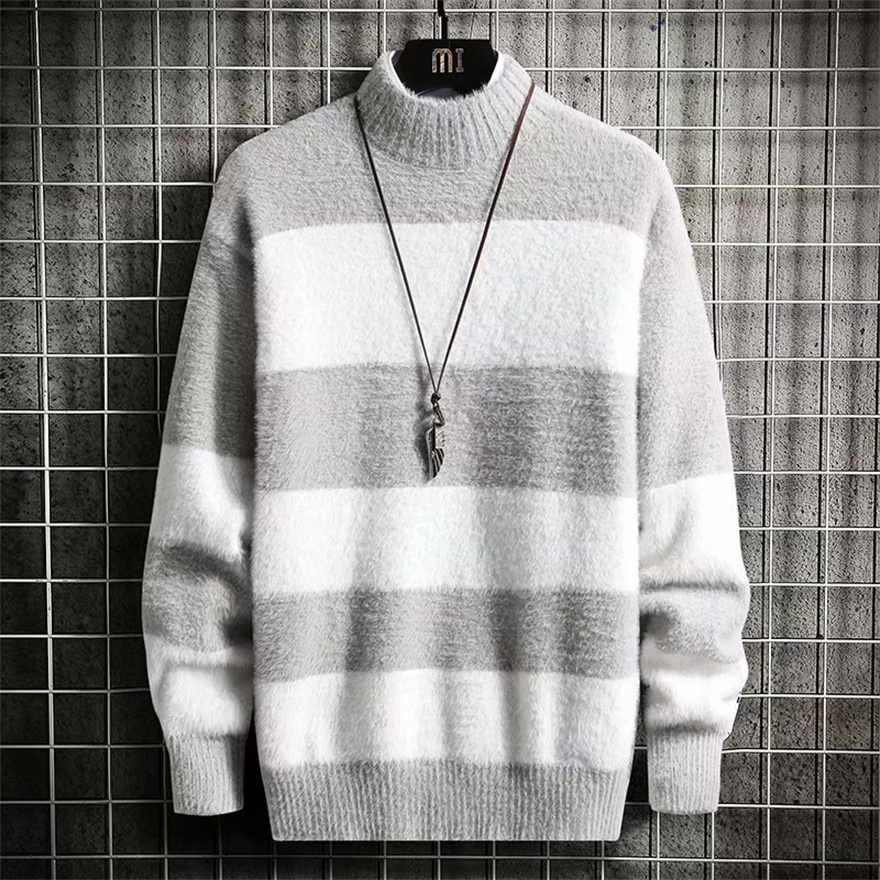 2021 Fashion Joker high quality jumper Mink wool sweater stripe Half-height collar Street Top couple Knitting Pullover Hoodies Autumn Winter Warm Outwear 4 colors
2021 Fashion Joker high quality jumper Mink wool sweater stripe Half-height collar Street Top couple Knitting Pullover Hoodies Autumn Winter Warm Outwear 4 colors