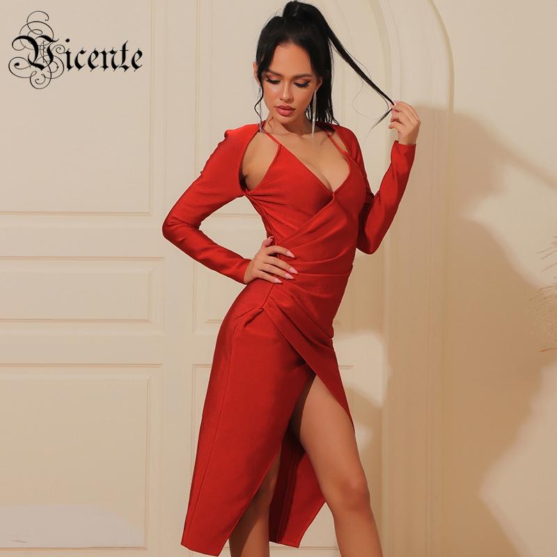 Casual Dresses VC All 2021 Trendy Draped Design Red Midi Dress Sexy V Neck Celebrity Party Club Bandage Vestido
Casual Dresses VC All 2021 Trendy Draped Design Red Midi Dress Sexy V Neck Celebrity Party Club Bandage Vestido