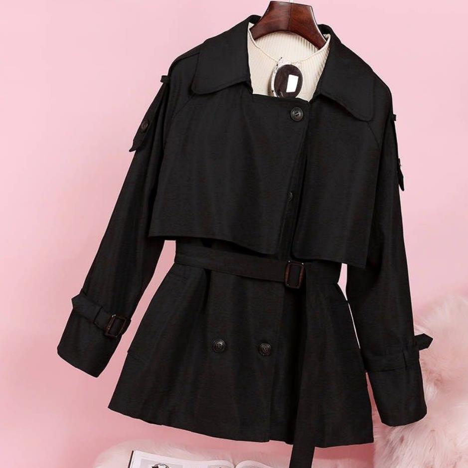 Fashion Women Long Trench Coat Autumn Winter Vintage Belt Double Breasted Khaki Outwear Slim 210524