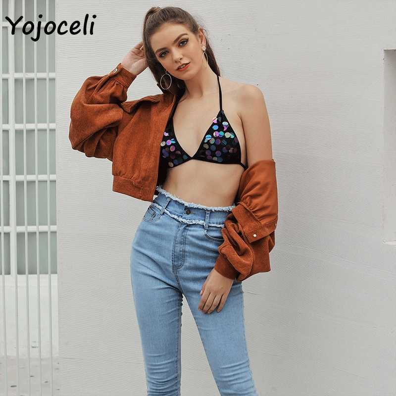 Yojoceli autumn winter corduroy coats jacket streetwear short outerwear 210609