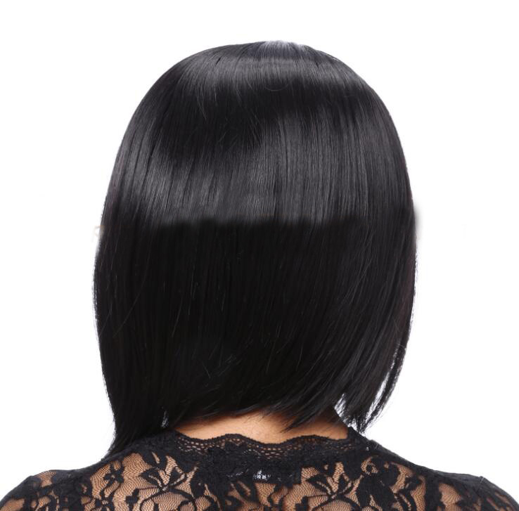 Fashion Short straight Side Part Black wig Fashion Synthetic Hightemperature fiber Hair for women's cosplay
