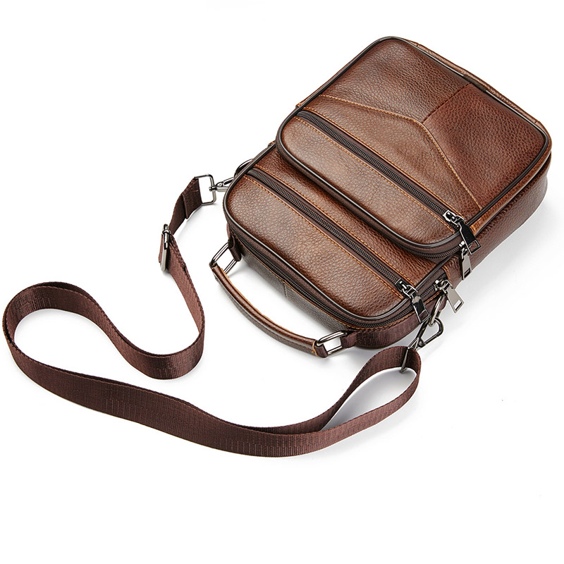Handbag Men Genuine Leather Small Male Fashion Shoulder High Quality Cowhide Crossbody Briefcase Tote