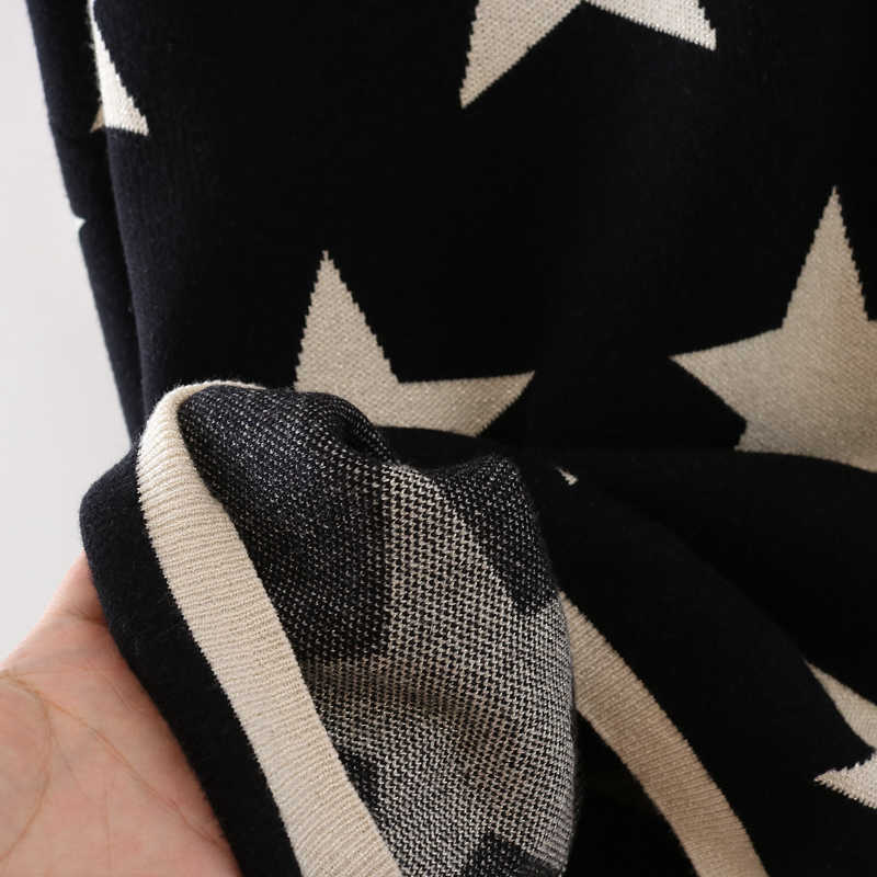 Quality Fall Winter Women's Sweater O-Neck Star Pullover Knitting Sweaters Long Sleeve With Split Casual Jumper C-288 210918