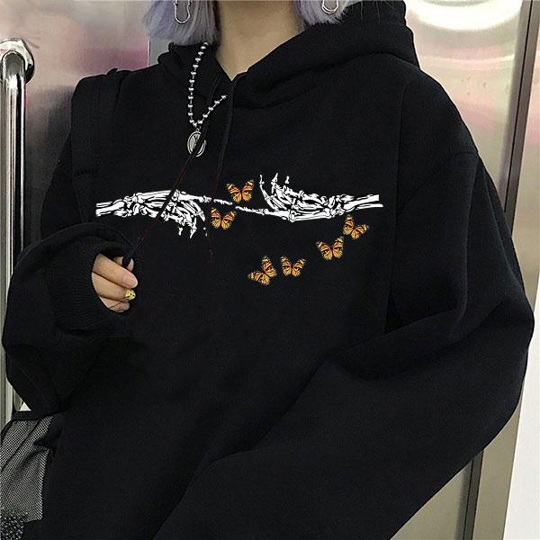 Women's Hoodies & Sweatshirts Skull And Butterfly Print Hoodie Oversized Autumn Winter Casual Loose Long Sleeve Gothic Top, Black
Women's Hoodies & Sweatshirts Skull And Butterfly Print Hoodie Oversized Autumn Winter Casual Loose Long Sleeve Gothic Top, Black