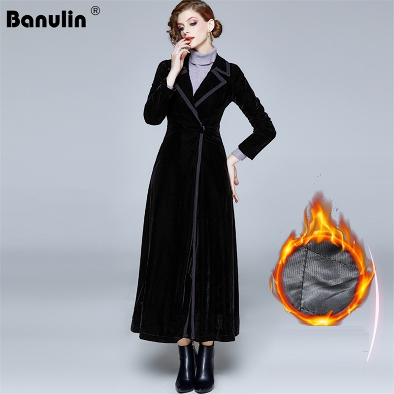 Winter Runway Designer Women Vintage Notched Collar Wrap Black Velvet Maxi Coat Thick Warm Long Trench Outwear 210603
Winter Runway Designer Women Vintage Notched Collar Wrap Black Velvet Maxi Coat Thick Warm Long Trench Outwear 210603