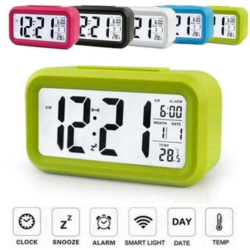 LED Digital Electronic Smart te Backlight Display Temperature & Calendar Snooze Function Alarm Clock RRD6922 Free shipping