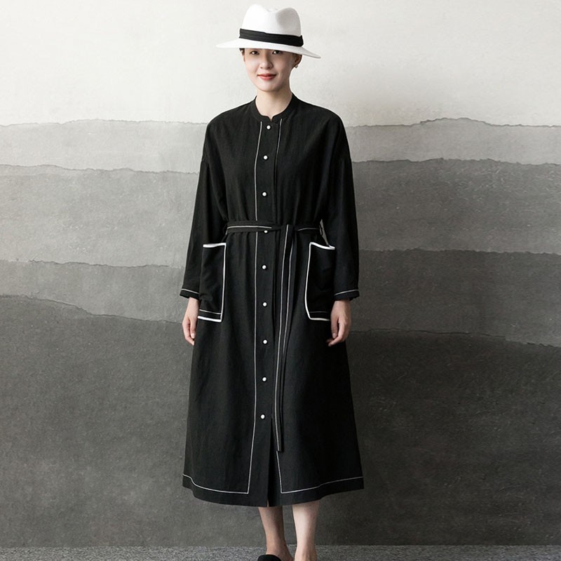 Johnature Autumn Cotton Linen Comfortable Patchwork Pockets Long Sleeve Single Breasted Dress Loose Leisure Women Dress 210521, Black
Johnature Autumn Cotton Linen Comfortable Patchwork Pockets Long Sleeve Single Breasted Dress Loose Leisure Women Dress 210521, Black