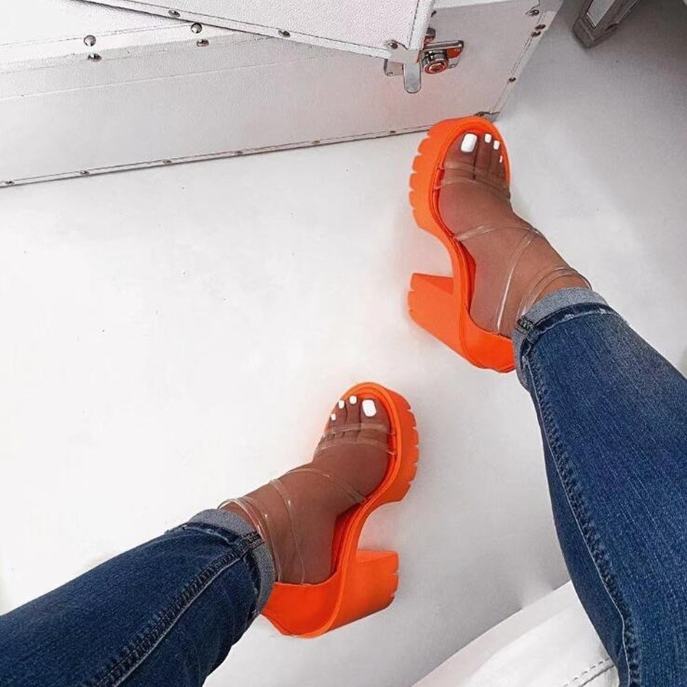 Neon Orange 2020 New Women's High-heeled Sandals Cross PVC Straps Outdoor Travel Sandals Rubber Bottom Non-slip Slippers Sandals Y0305, Black
Neon Orange 2020 New Women's High-heeled Sandals Cross PVC Straps Outdoor Travel Sandals Rubber Bottom Non-slip Slippers Sandals Y0305, Black