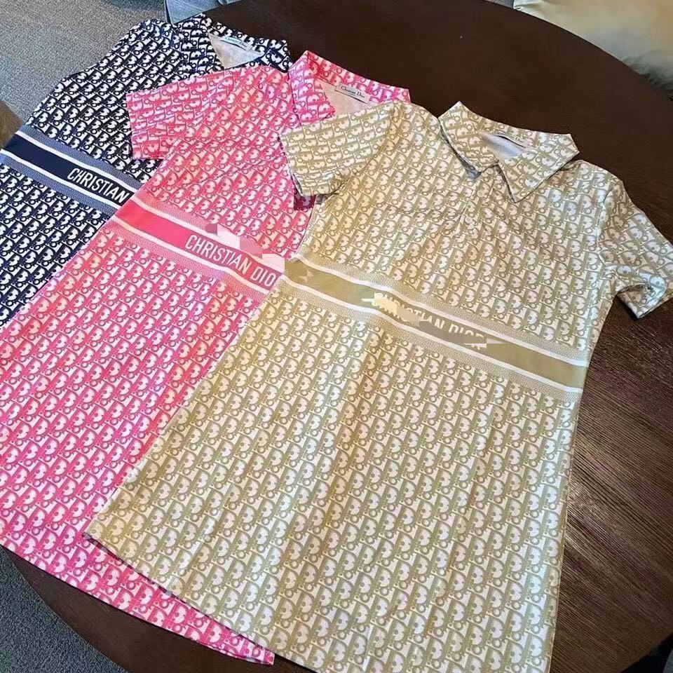 2021 summer new net red same positioning printed letter polo shirt temperament leisure thin dress women's fashion 48J4