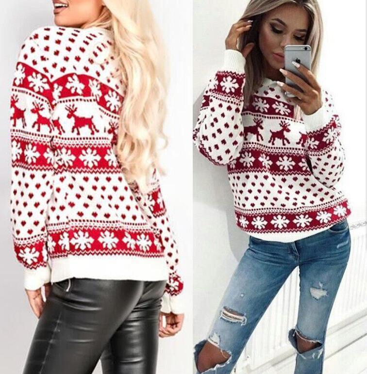 Christmas Snowflake Women Hoodies Casual O Neck Long Sleeve Cartoon Deer Printed Sweatshirt Ladies Jumper Xmas Pullover Tops 210507