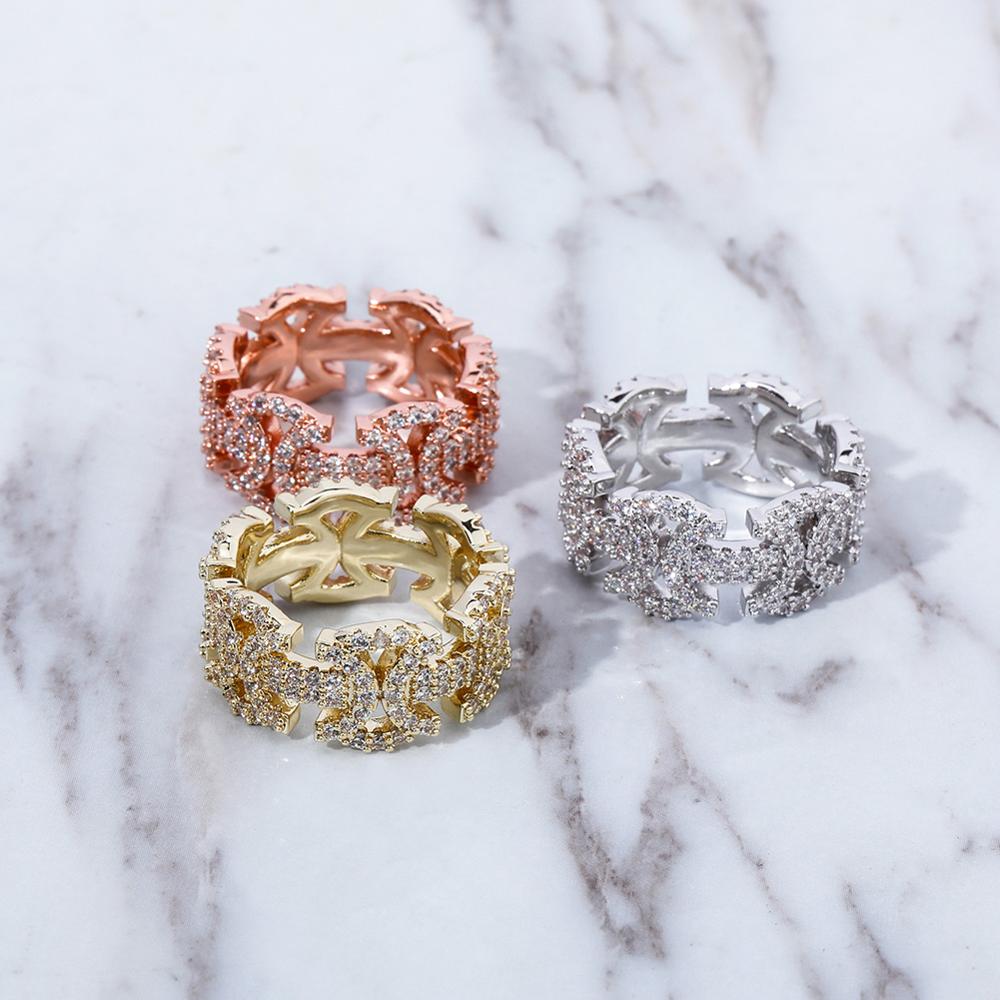 New Bling Rock Punk Rock Grunge Butterfly Rings High Quality CZ Cubic Cubic Zirconia Ring Gold Plated Iced Cubic Zirconia Fashion Hip Hop Jewelry For 