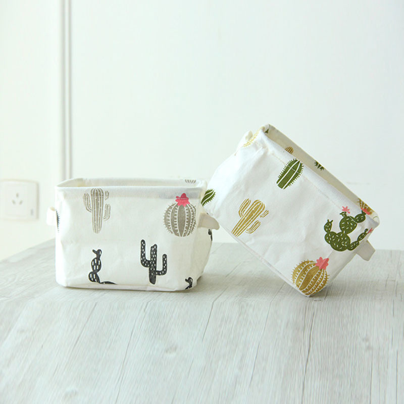 Canvas Home Accessories Desktop Toys Makeup Organizer Coin Storege Bag 20*14*16cm Fabric Storage Basket Sundries Box