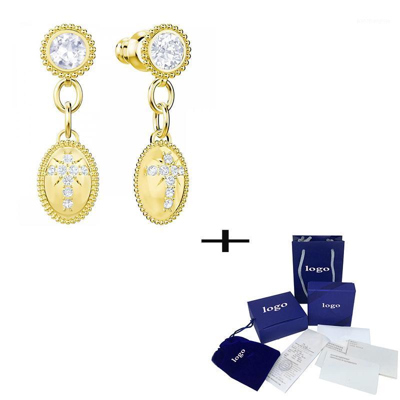 Stud Delicate Magnetic Earrings Gold Sawtooth Detail And Pave Cross Pattern Crystal Retro Fashion Women's Jewelry, Golden;silver
Stud Delicate Magnetic Earrings Gold Sawtooth Detail And Pave Cross Pattern Crystal Retro Fashion Women's Jewelry, Golden;silver