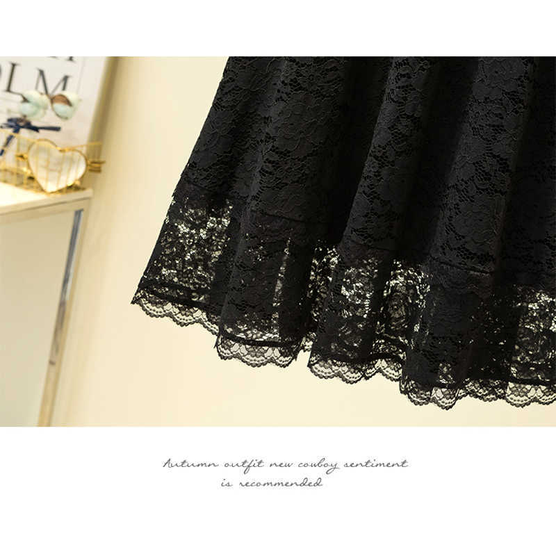 Summer Black Lace Long Skirt Faldas Plus Size Loose High Waist Women s A- Line Midi for s 9833 210619